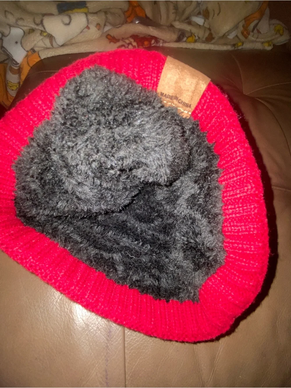 GK Kids Red and Black Knit Cuffed Beanie